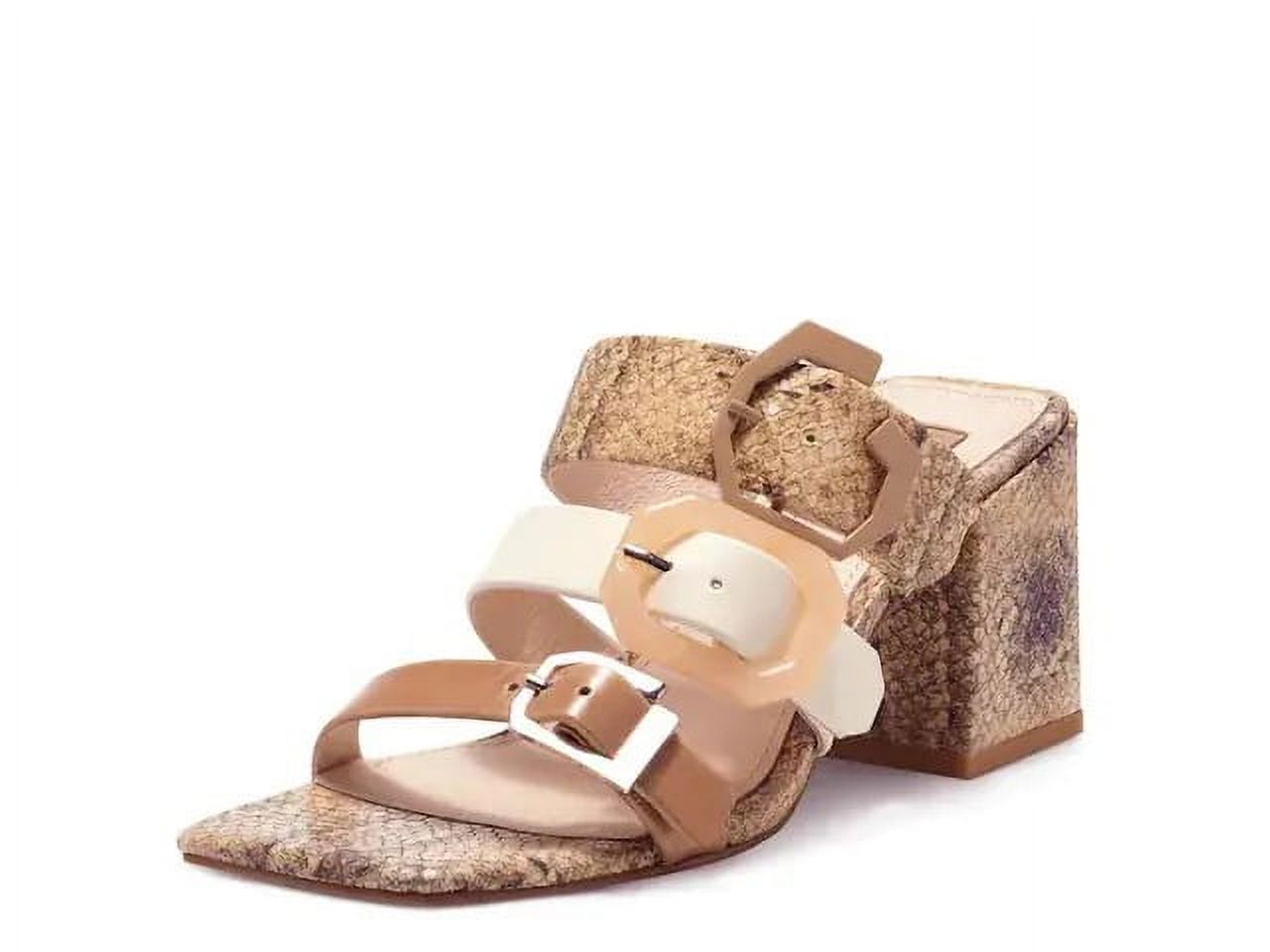 Louise Et Cie JERILYN Adjustable Straps Buckle Open Toe Slip-On Mule Sandals (Cappucino/Muslin/Pashmina Multi, 6)